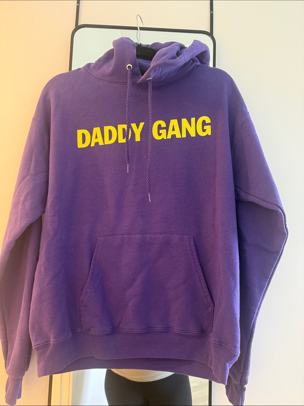 Hanes Purple Crewneck Sweatshirt with Yellow Chest Print